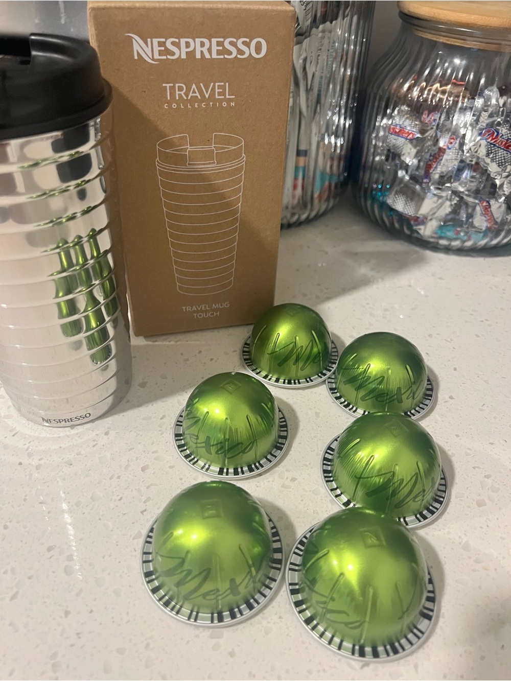 Nespresso Mexico pods and travel mug